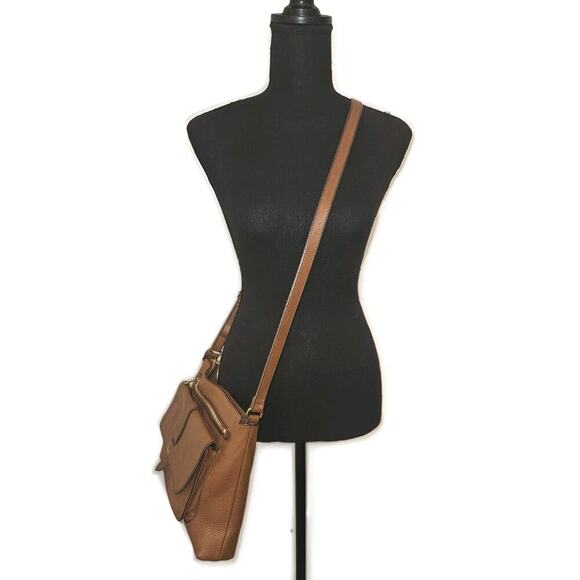 Fossil Kinley Medium Brown Pebbled Leather Crossbody Purse Bag 12x9x2 - Picture 2 of 13